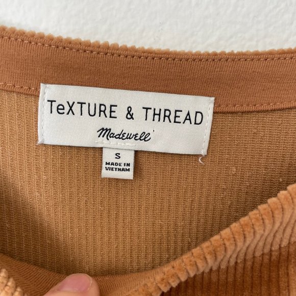Madewell Texture & Thread Corduroy Swing Top Baby Doll Cognac Boho Pullover - Picture 7 of 14